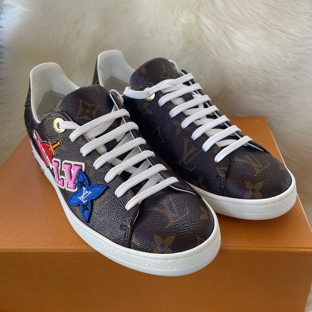 SOLD! Authentic Louis Vuitton Frontrow Sneakers 7 Black Hearts Limited Patch